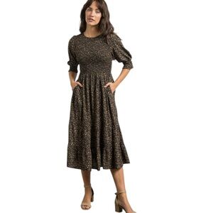 Polagram Smocked Bodice Tiered Maxi Dress - Black